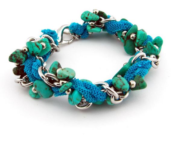 PULSERAS TRENZADA TURQ.
