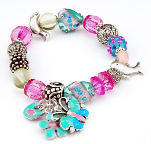 PULSERA MULTICOMBI COLG. ROSA
