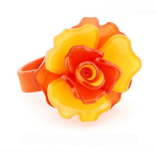 PULSERA FLOR CAPAS NARANJA