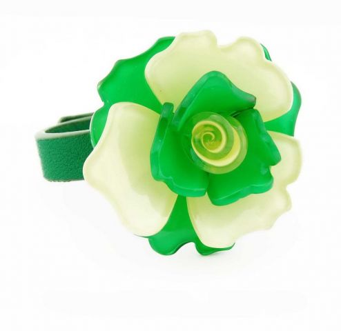 PULSERA FLOR CAPAS VERDE