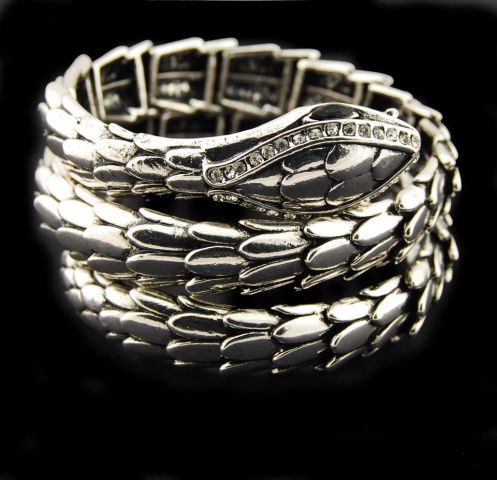 PULSERAS SERPIENTE ESCAMAS 3 VUEL. PLATEADO