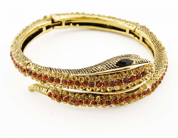PULSERAS SERPIENTE FINA STONES DORADO