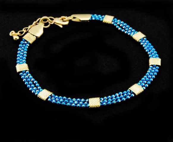 PULSERA BOLAS FINAS 3 LINEAS AZUL