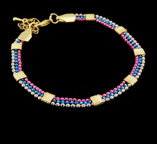 PULSERA BOLAS FINAS 3 LINEAS MULTICOLOR