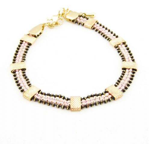 PULSERA BOLAS FINAS 3 LINEAS NEGRO