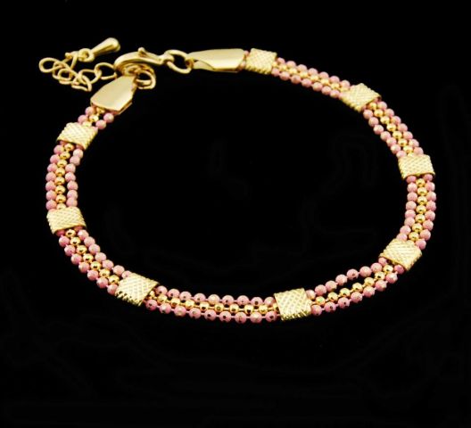 PULSERA BOLAS FINAS 3 LINEAS ROSA