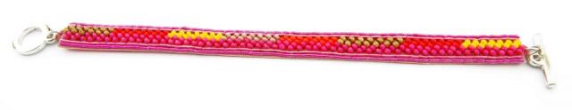 PULSERA BEADS ESTRECHA ROSA