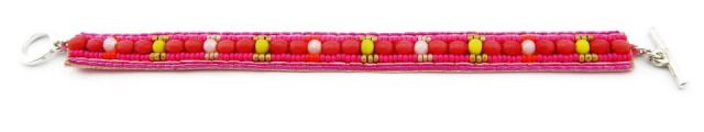 PULSERA BEADS NEON ROSA BOLI