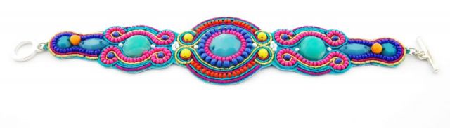 PULSERA TRI BEADS TURQ. MULT