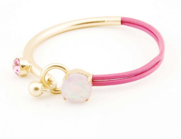 PULSERA RIGID MITAD ORO MATE ROSA