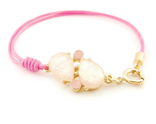 PULSERA CORDON RESINA OVAL ROSA