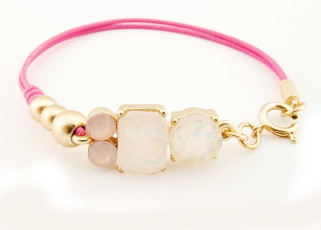 PULSERA CORDON RESINA RECT. ROSA
