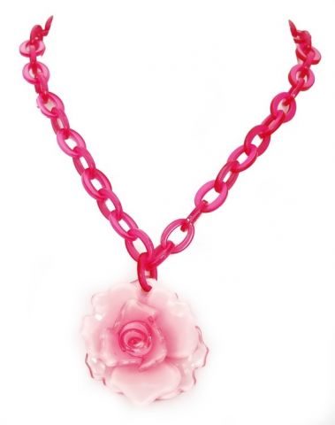 COLLAR CORTO FLOR CAPAS ROSA