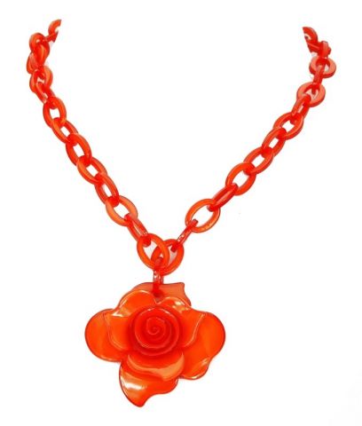 COLLAR CORTO FLOR ESPIRAL NARANJA