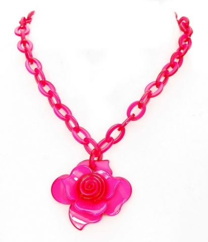COLLAR CORTO FLOR ESPIRAL ROSA