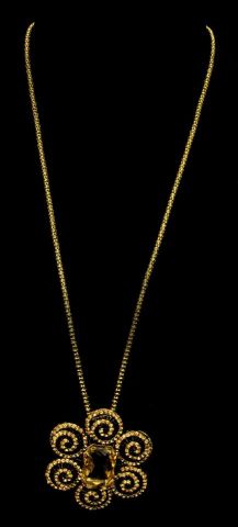 COLLAR PIEDRA RECT ESPIRALE DORADO