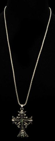 COLLAR CRUZ BARROCA STONES  PLATEADO