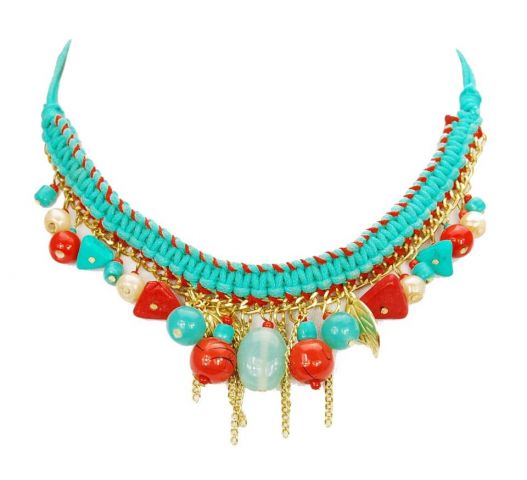 COLLAR CORAL-TURQ. MINI BAB