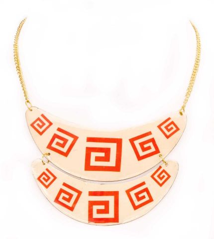 COLLAR 2 PIEZAS ESPIR. CUAD NARANJA