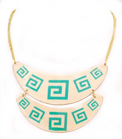 COLLAR 2 PIEZAS ESPIR. CUAD VERDE