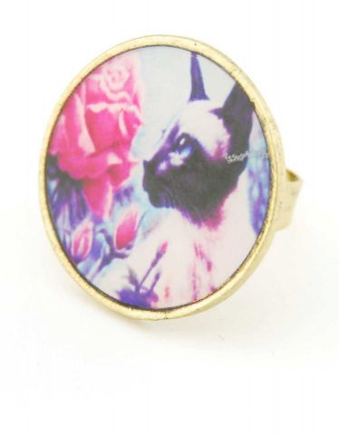 ANILLO RDO. RETRO FLOR/GATO