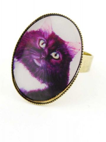 ANILLO OVAL RETRO GATO