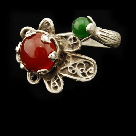 ANILLO 2 PIDRAS 1 FLOR MARRON