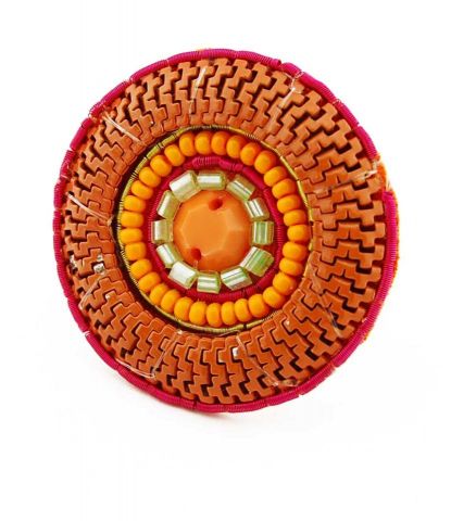 ANILLO BEADS. RDO. CADENA NARANJA