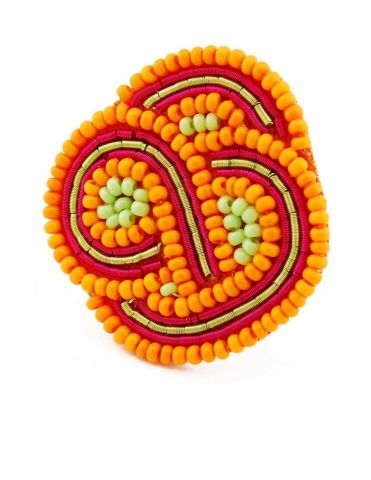 ANILLO BEADS TRENZADO OCHO NARANJA