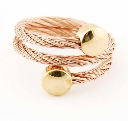 ANILLO ACERO TRENZ. CIRC. ROSE GOLD