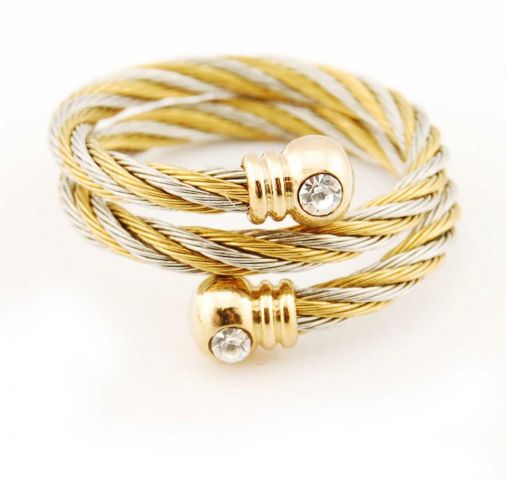 ANILLO ACERO TRENZ. BRILLO MIX