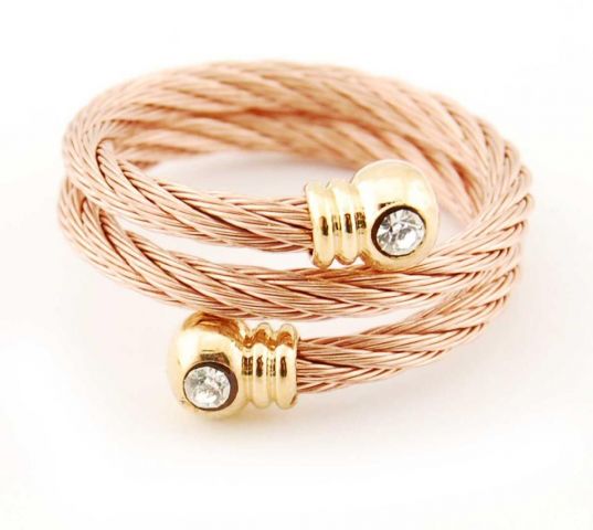 ANILLO ACERO TRENZ. BRILLO ROSE GOLD