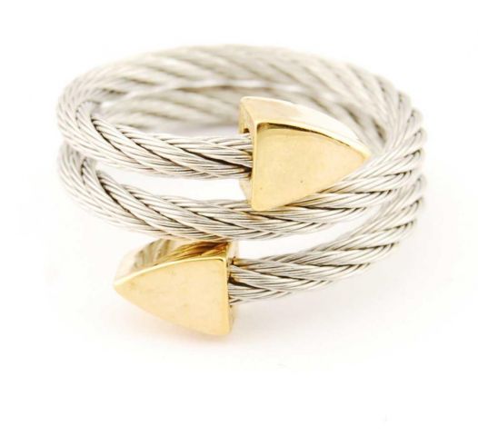 ANILLO ACERO TRENZ. TRIANG. PLATEADO