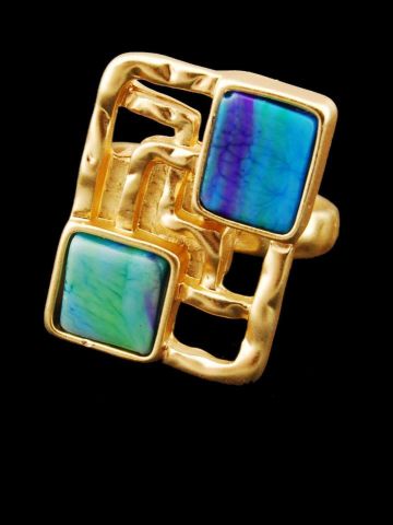 ANILLO RESI RECT. CUADROS AZUL