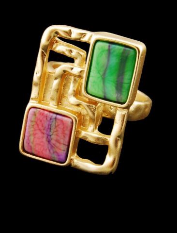 ANILLO RESI RECT. CUADROS VERDE