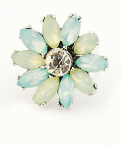 ANILLO FLOR PETALOS AZUL