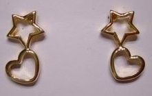 PENDIENTES ESTRELLA Y CORAZON DORADO