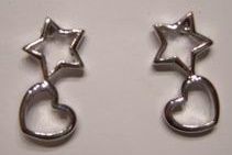PENDIENTES ESTRELLA Y CORAZON PLATEADO