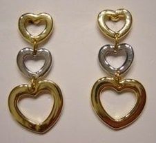PENDIENTES 3 CORAZONES DORADO