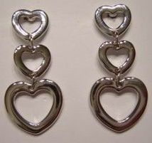 PENDIENTES 3 CORAZONES PLATEADO