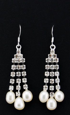 PENDIENTES 3 PERLAS LAGR+STRASS