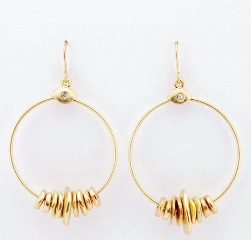 PENDIENTES ARO PIEZAS CENTRO PQ DORADO