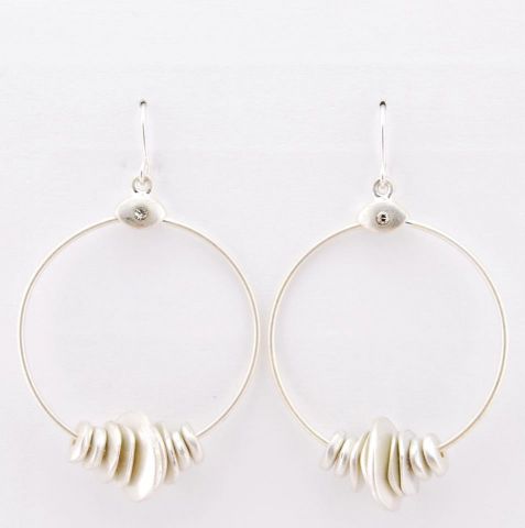 PENDIENTES ARO PIEZAS CENTRO PQ PLATEADO