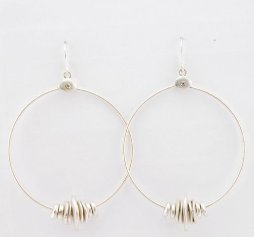 PENDIENTES ARO PIEZAS CENTRO GR PLATEADO