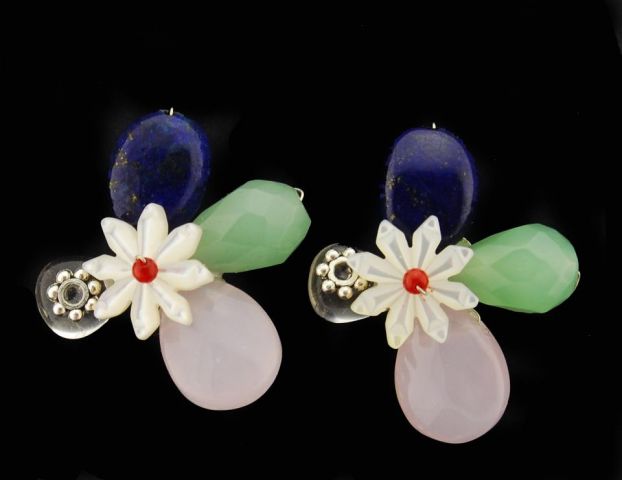 PENDIENTES FLOR Y PIEDRAS CRIST