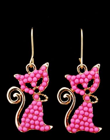 PENDIENTES GATO SENTADO FUCSHIA