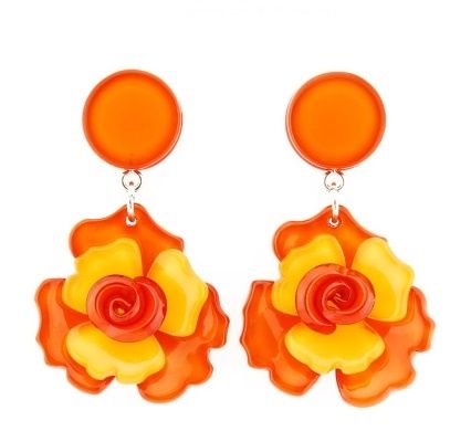 PENDIENTES FLOR CAPAS NARANJA