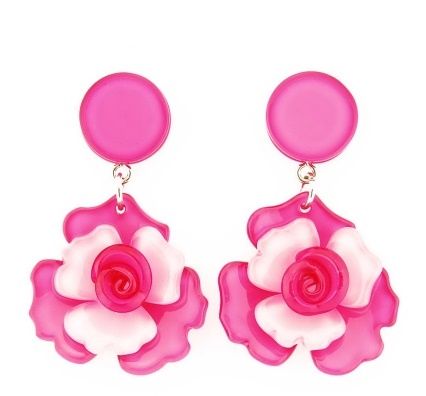 PENDIENTES FLOR CAPAS ROSA