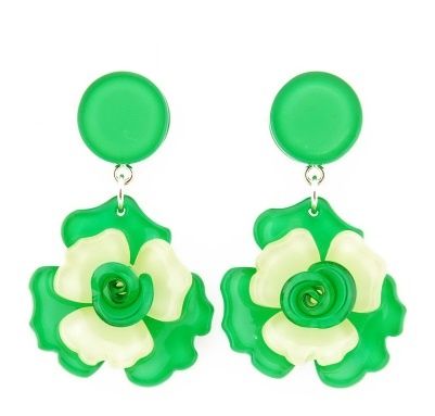 PENDIENTES FLOR CAPAS VERDE