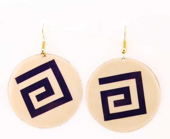 PENDIENTES ESPIRAL CUADRADA AZUL